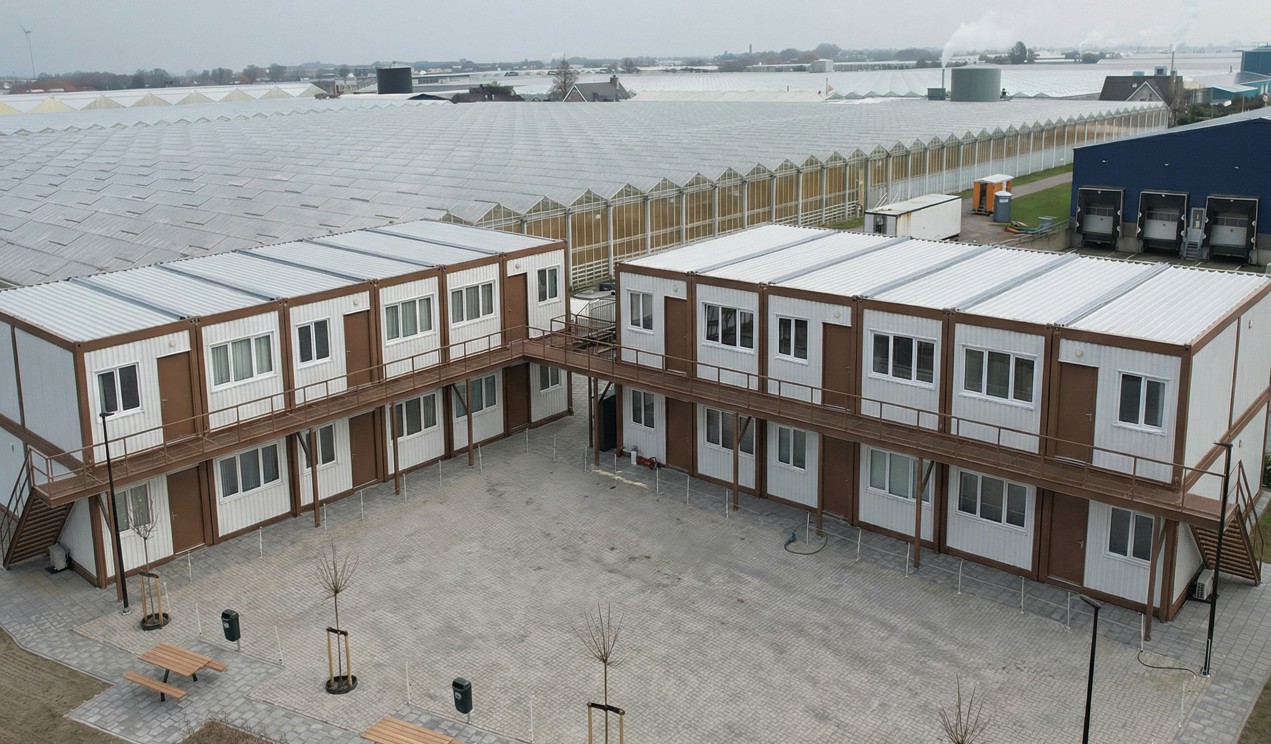 Greenhouse service building under construction